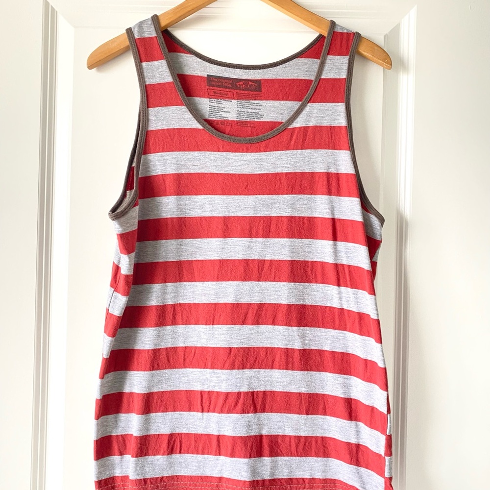 Vans Striped Red and Gray Tank Top